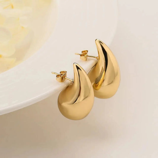 Instagram Crescent semicircle Widen and thick high-grade titanium steel earring buckle 18K gold