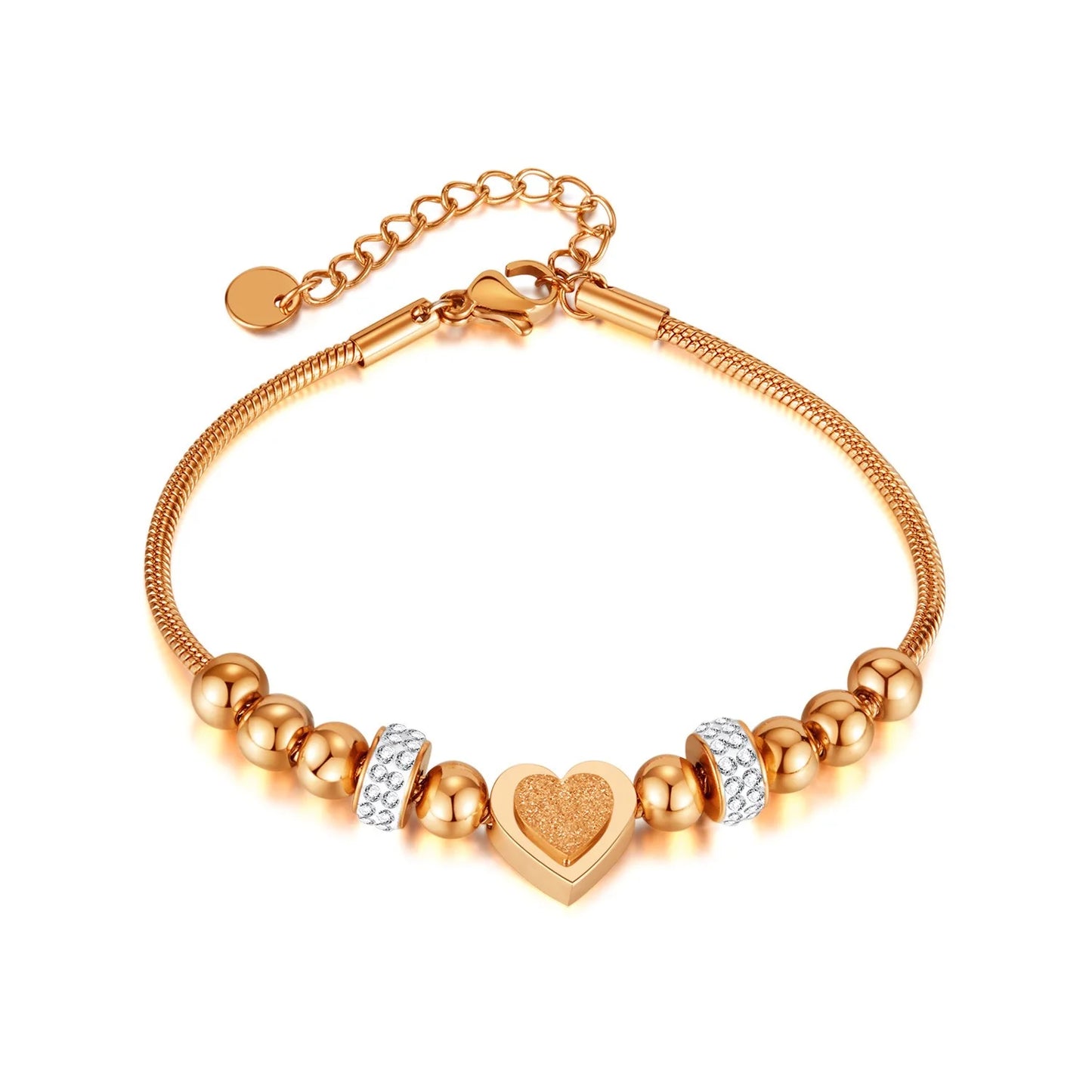 Jewelry fashion niche design sense simple stainless steel beaded zircon frosted love bracelet Bracelet gift