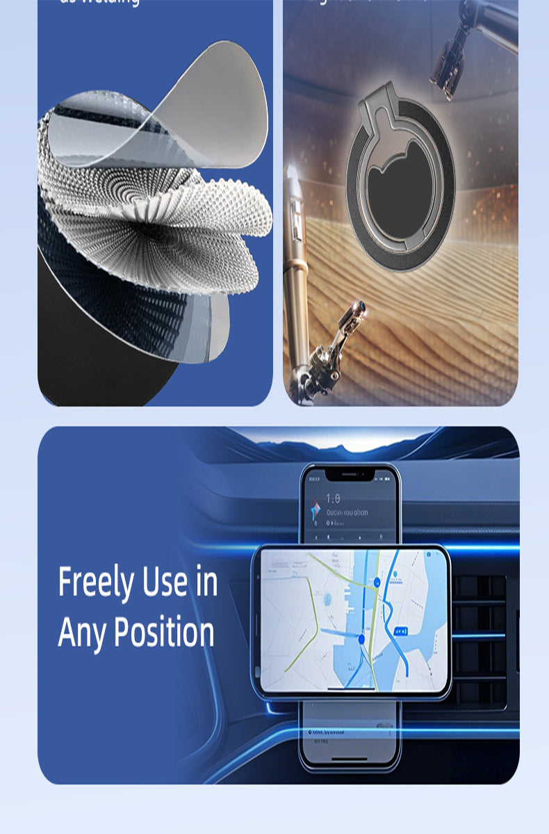 360° Adjustable Oortable Car Phone Holder, Double-Sided Magnetic Suction, Suitable for iPhone and Android