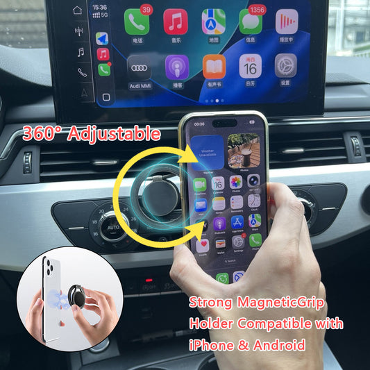 Dual-Sided Magnetic Car Phone Holder, 360° Adjustable MagSafe Mount for iPhone & Android Smartphones