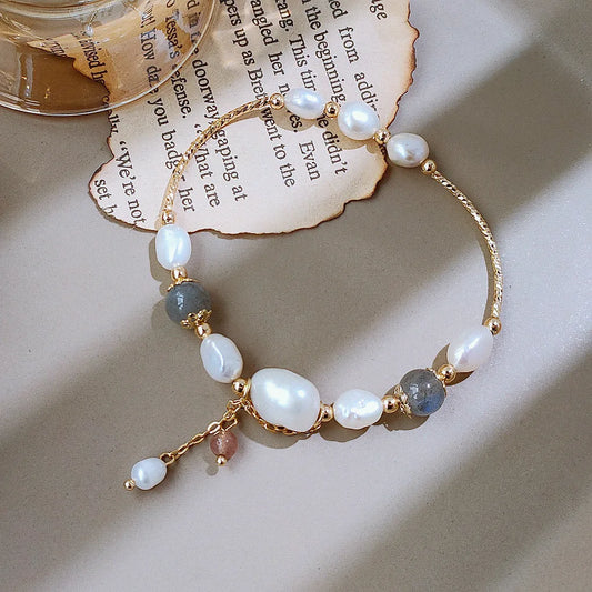 Moonstone bracelet Baroque special-shaped natural freshwater pearl fashion everything temperament simple girl jewelry
