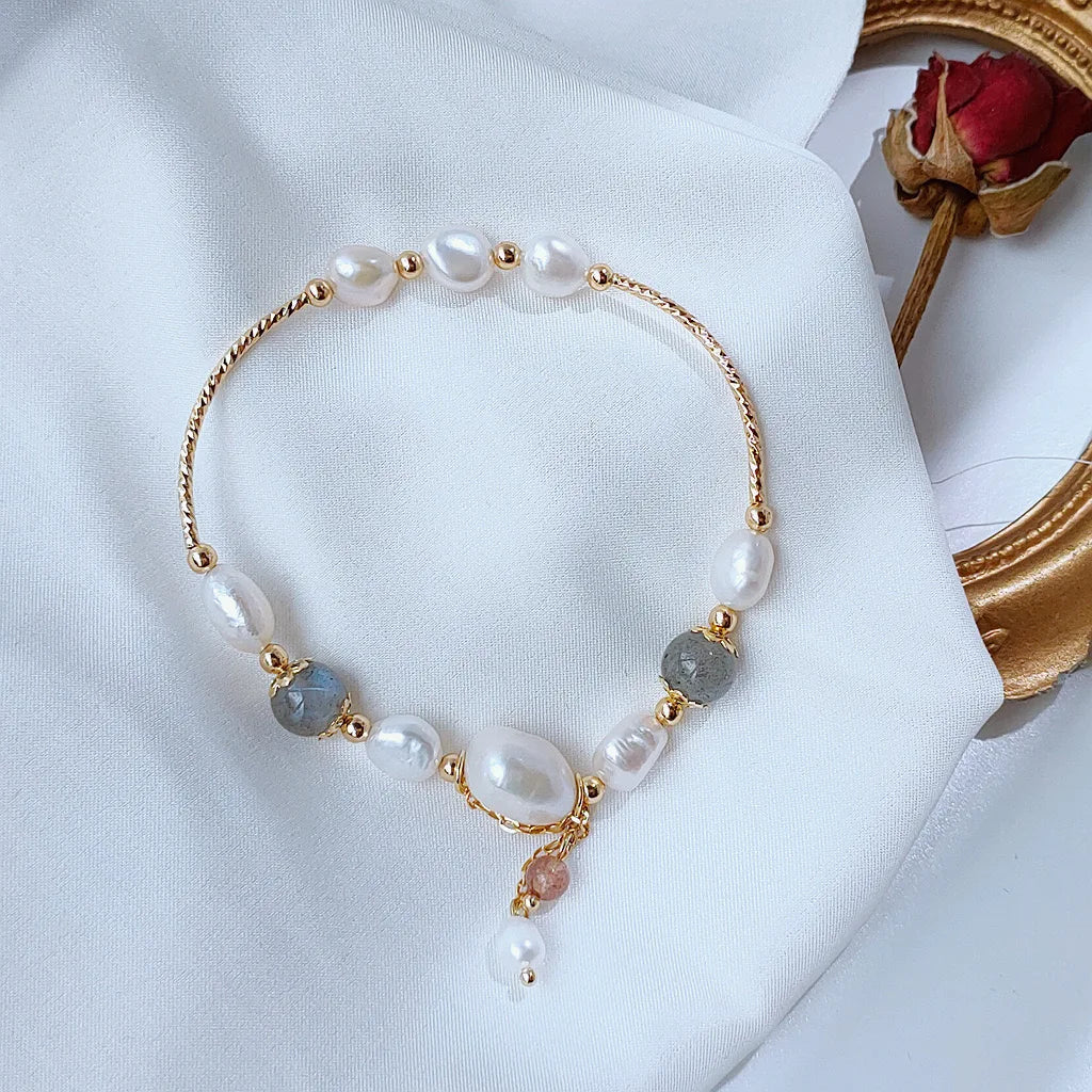 Moonstone bracelet Baroque special-shaped natural freshwater pearl fashion everything temperament simple girl jewelry
