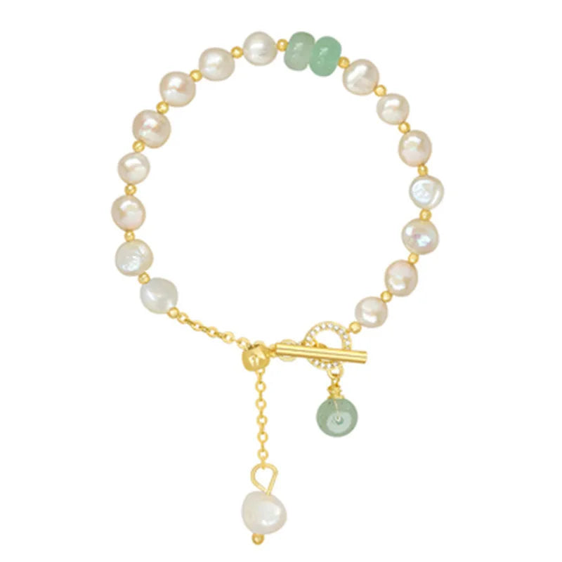 Baroque shaped natural freshwater pearl OT buckle diamond bracelet Boudoir girl temperament all hand accessories