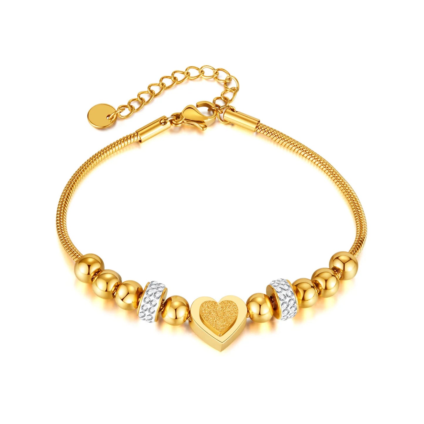 Jewelry fashion niche design sense simple stainless steel beaded zircon frosted love bracelet Bracelet gift