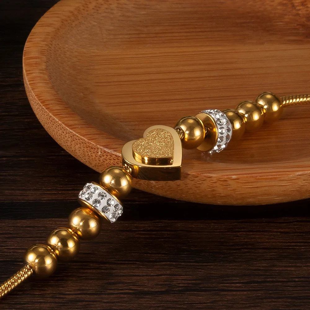 Jewelry fashion niche design sense simple stainless steel beaded zircon frosted love bracelet Bracelet gift