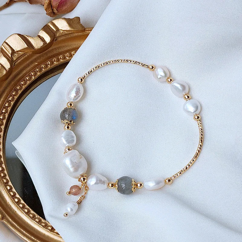 Moonstone bracelet Baroque special-shaped natural freshwater pearl fashion everything temperament simple girl jewelry