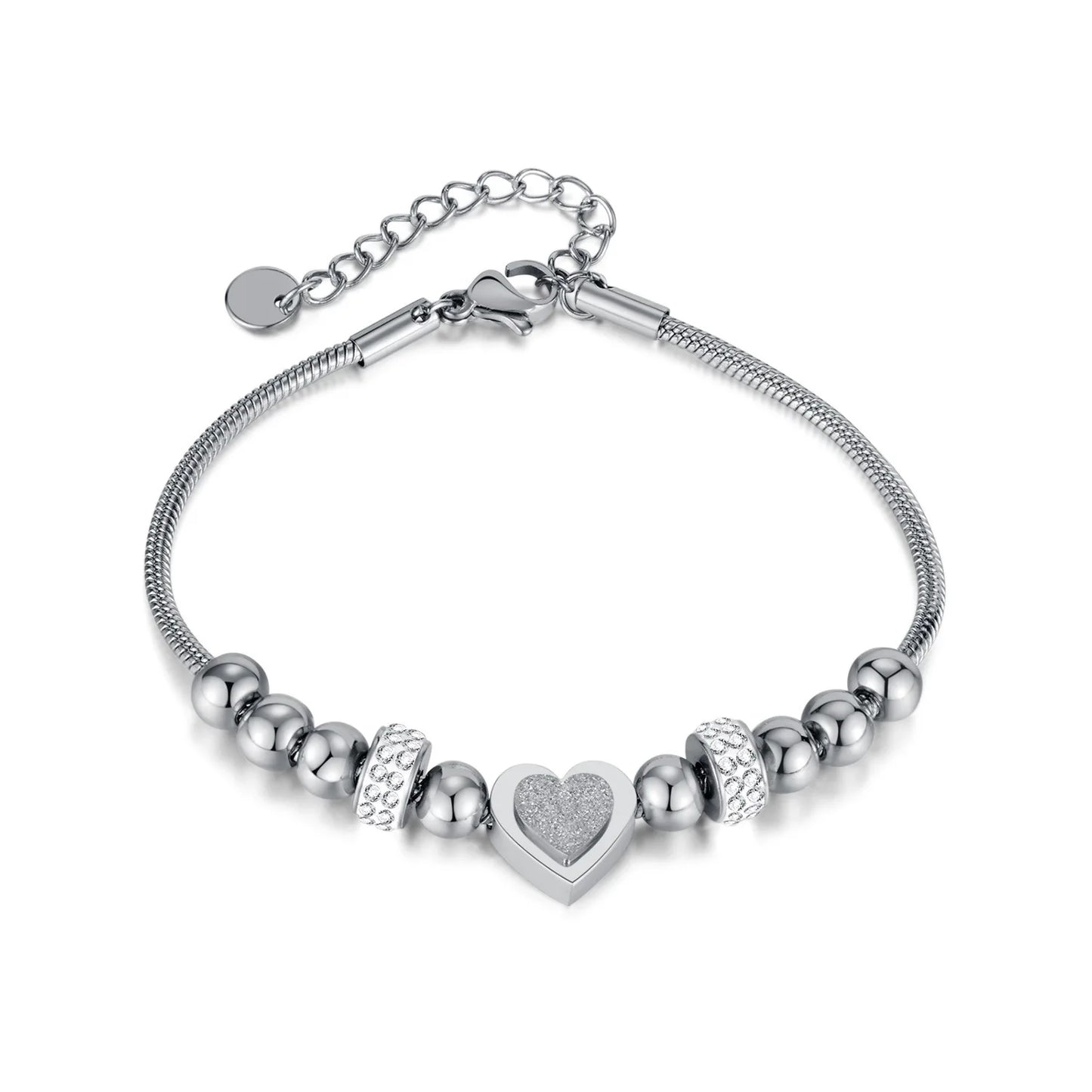 Jewelry fashion niche design sense simple stainless steel beaded zircon frosted love bracelet Bracelet gift