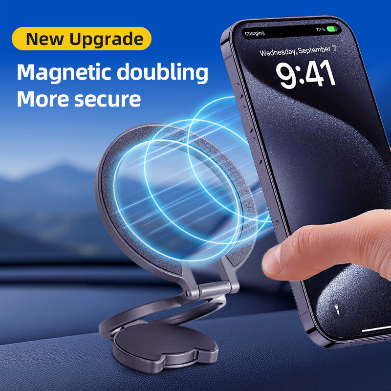 360° Adjustable Oortable Car Phone Holder, Double-Sided Magnetic Suction, Suitable for iPhone and Android