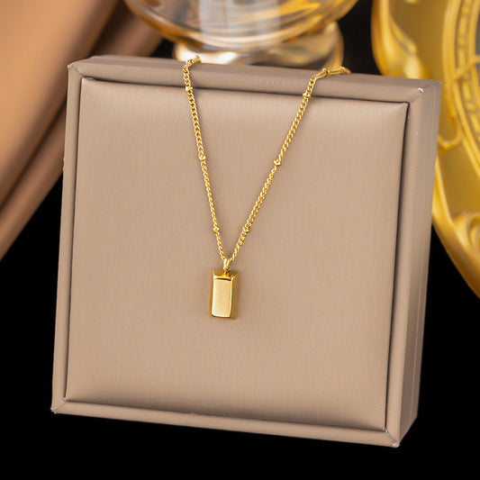 Titanium steel necklace small square collarbone chain female 2024 network red do not fade geometric small strip fashion everything female