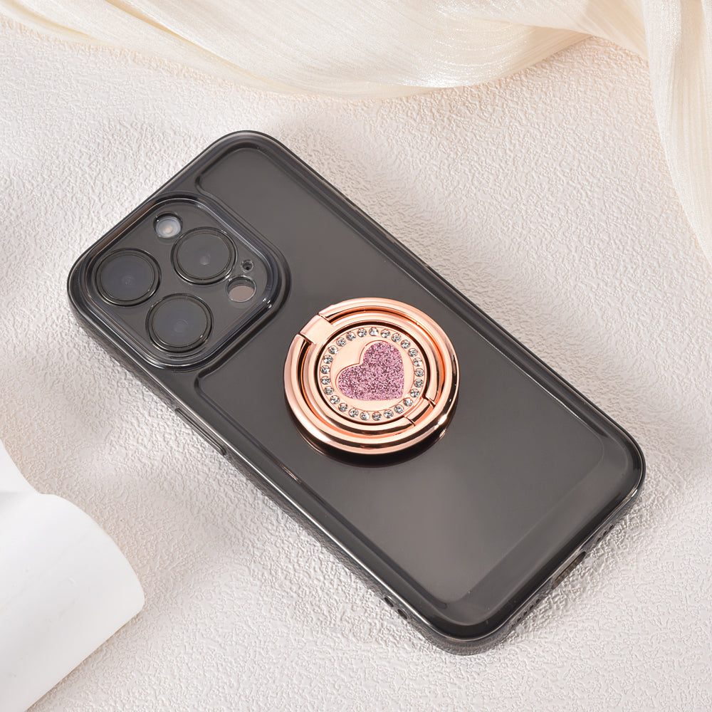 WODOXIN Rhinestone Heart Phone Ring Holder, 360° Rotating Phone Stand Grip for iPhone & Smartphones