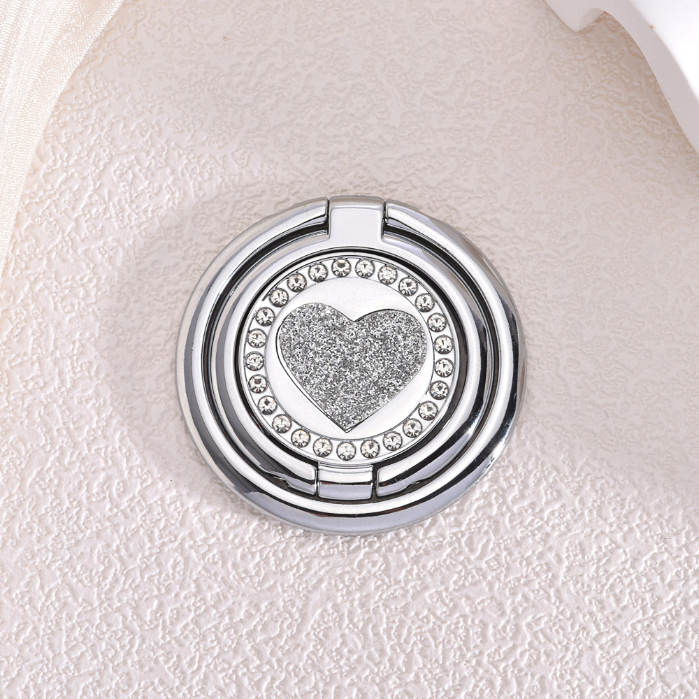WODOXIN Rhinestone Heart Phone Ring Holder, 360° Rotating Phone Stand Grip for iPhone & Smartphones