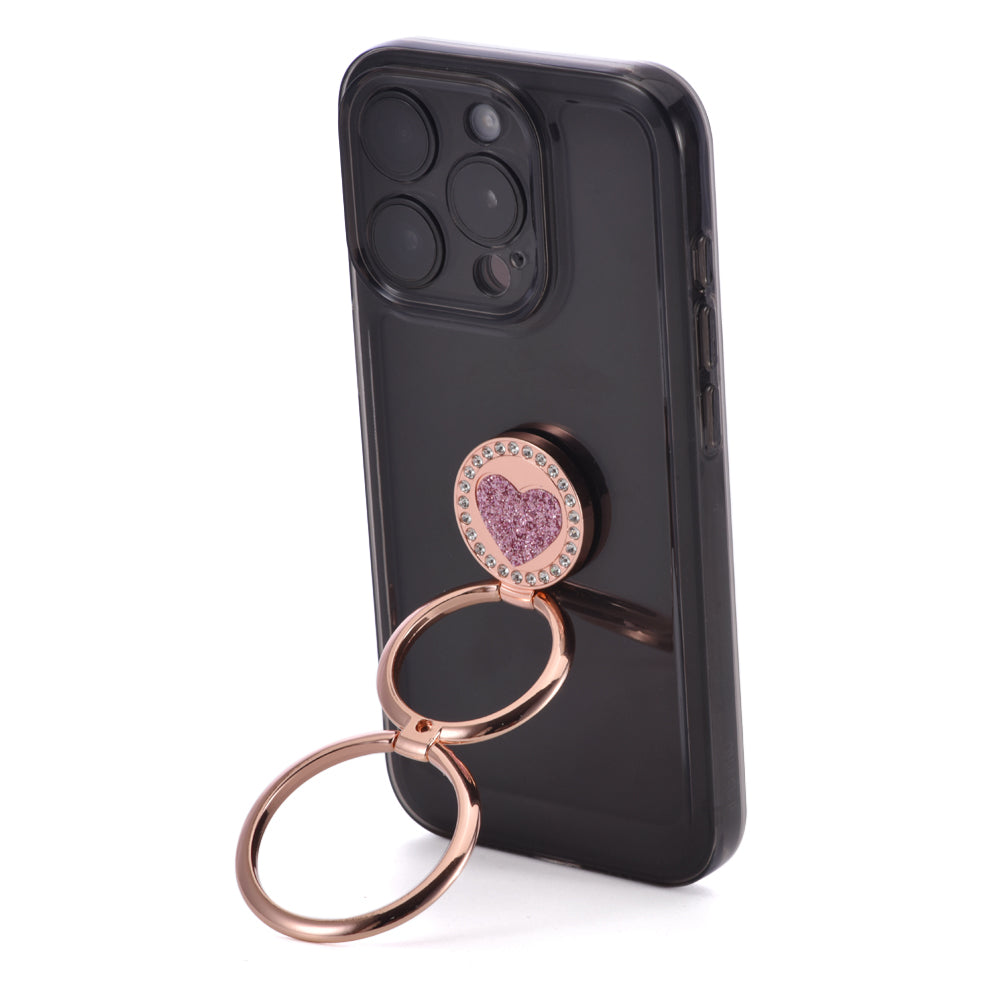WODOXIN Rhinestone Heart Phone Ring Holder, 360° Rotating Phone Stand Grip for iPhone & Smartphones